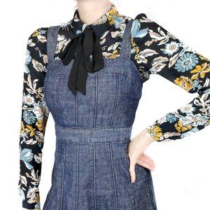 Gap | dark denim pipped pinafore zip dress | 4